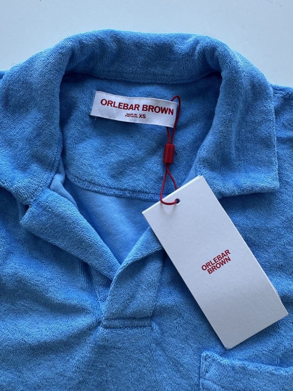 Orlebar Brown TERRY TOWELLING Polo Shirt Blue Riviera Resort Mens Sz XS